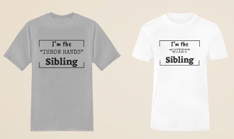 For Bro & Sis | Custom Siblings T-Shirts - Grey | White